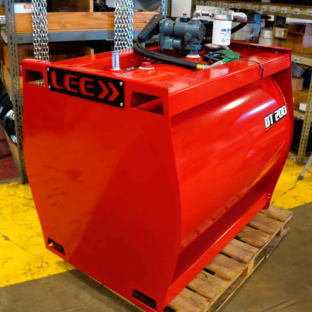 LS-LEE-DT-200-Diesel-Fuel-Tank-Red-13GPM-Pump-Hose-Swivel-Auto-Nozzle-3539